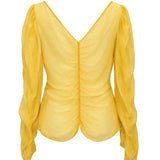 Kate Sylvester Sheer Ruched Blouse