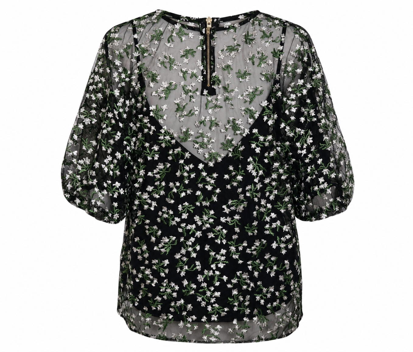 Kate Sylvester Sheer Floral Overlay Top