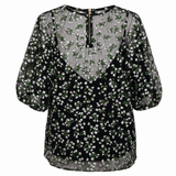 Kate Sylvester Sheer Floral Overlay Top