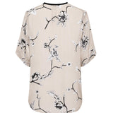 Kate Sylvester Floral Blouse with Black Tie Neck