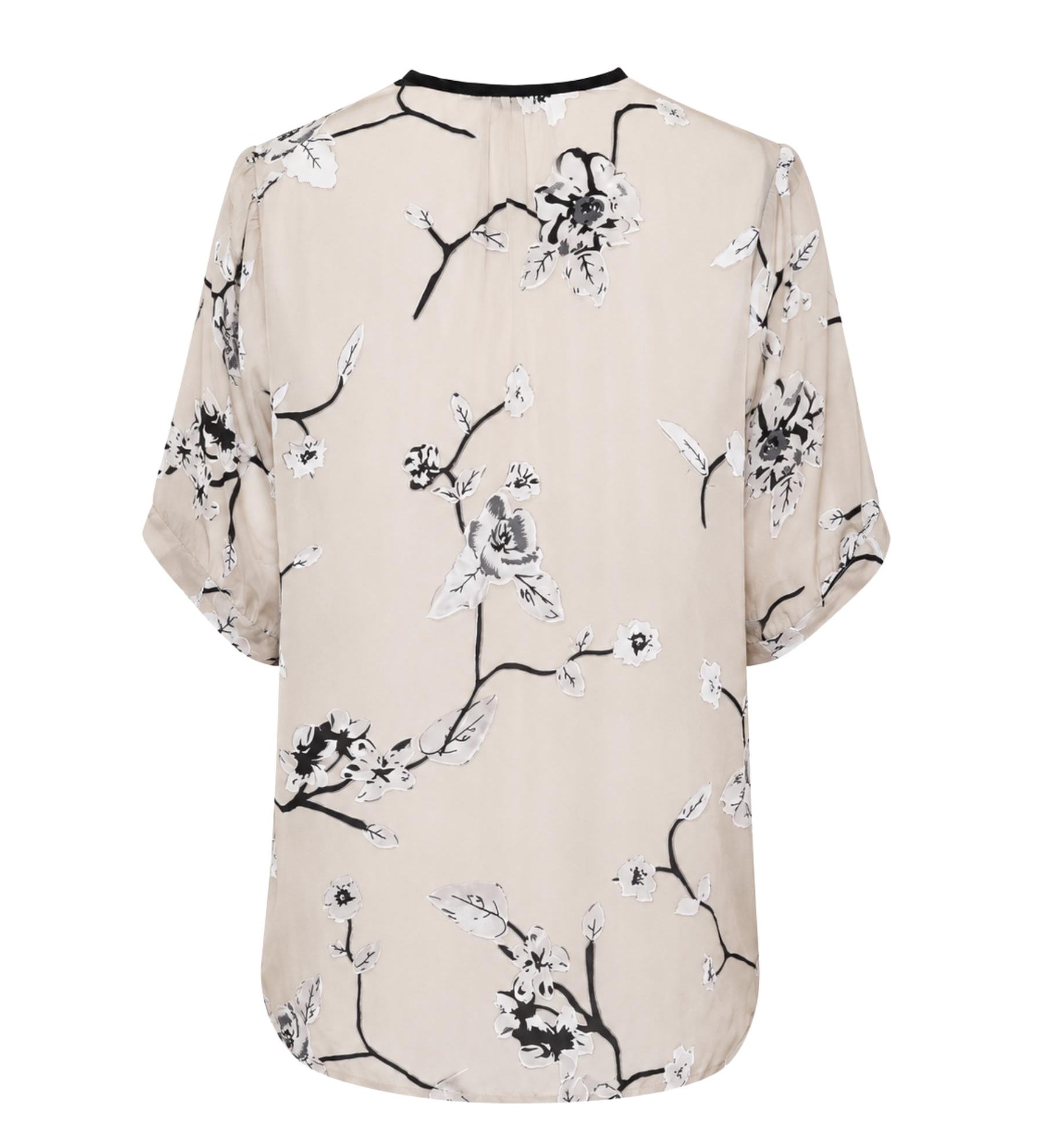 Kate Sylvester Floral Blouse with Black Tie Neck