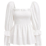 Karen Walker White Shirred Ruffle Blouse