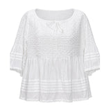 Karen Walker Smocked Cotton Blouse
