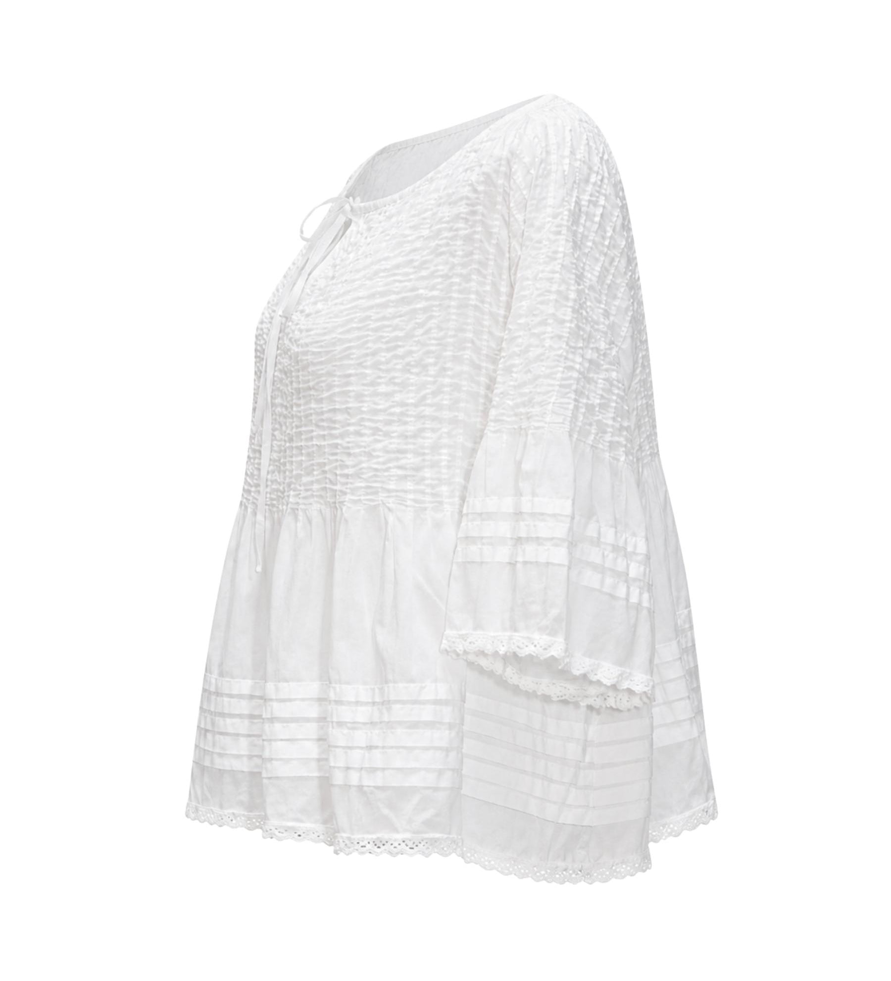 Karen Walker Smocked Cotton Blouse