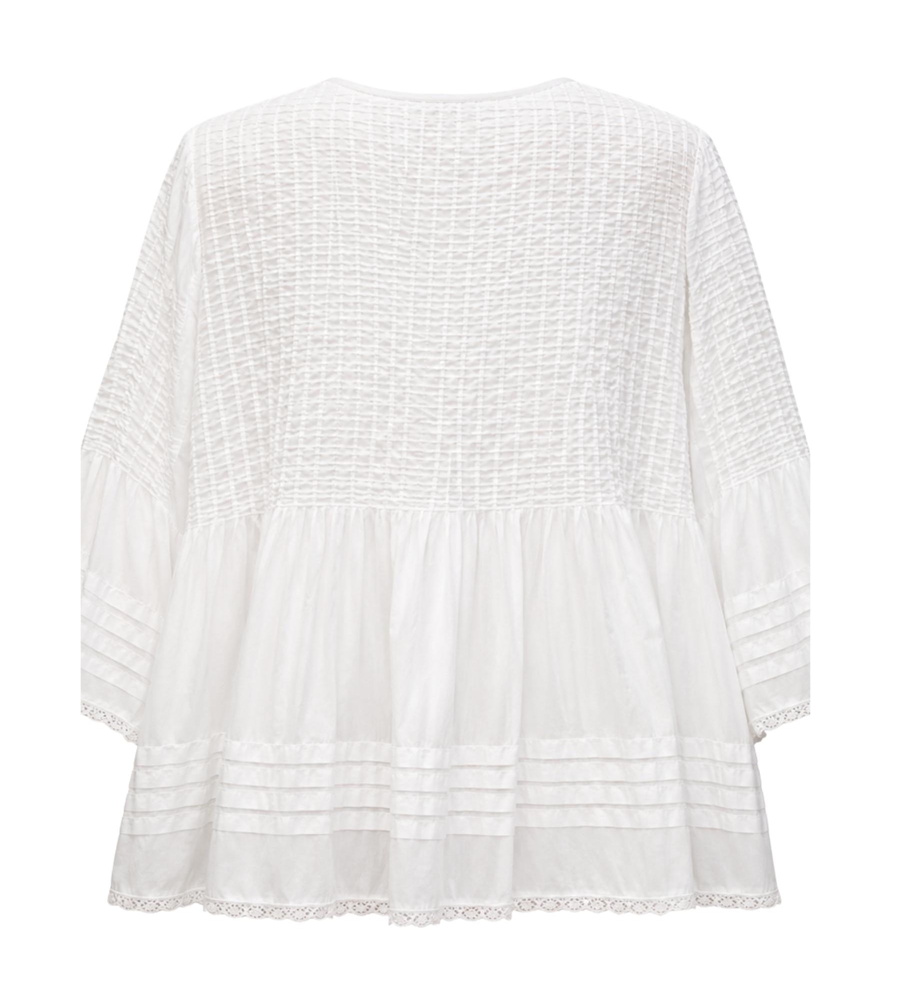 Karen Walker Smocked Cotton Blouse