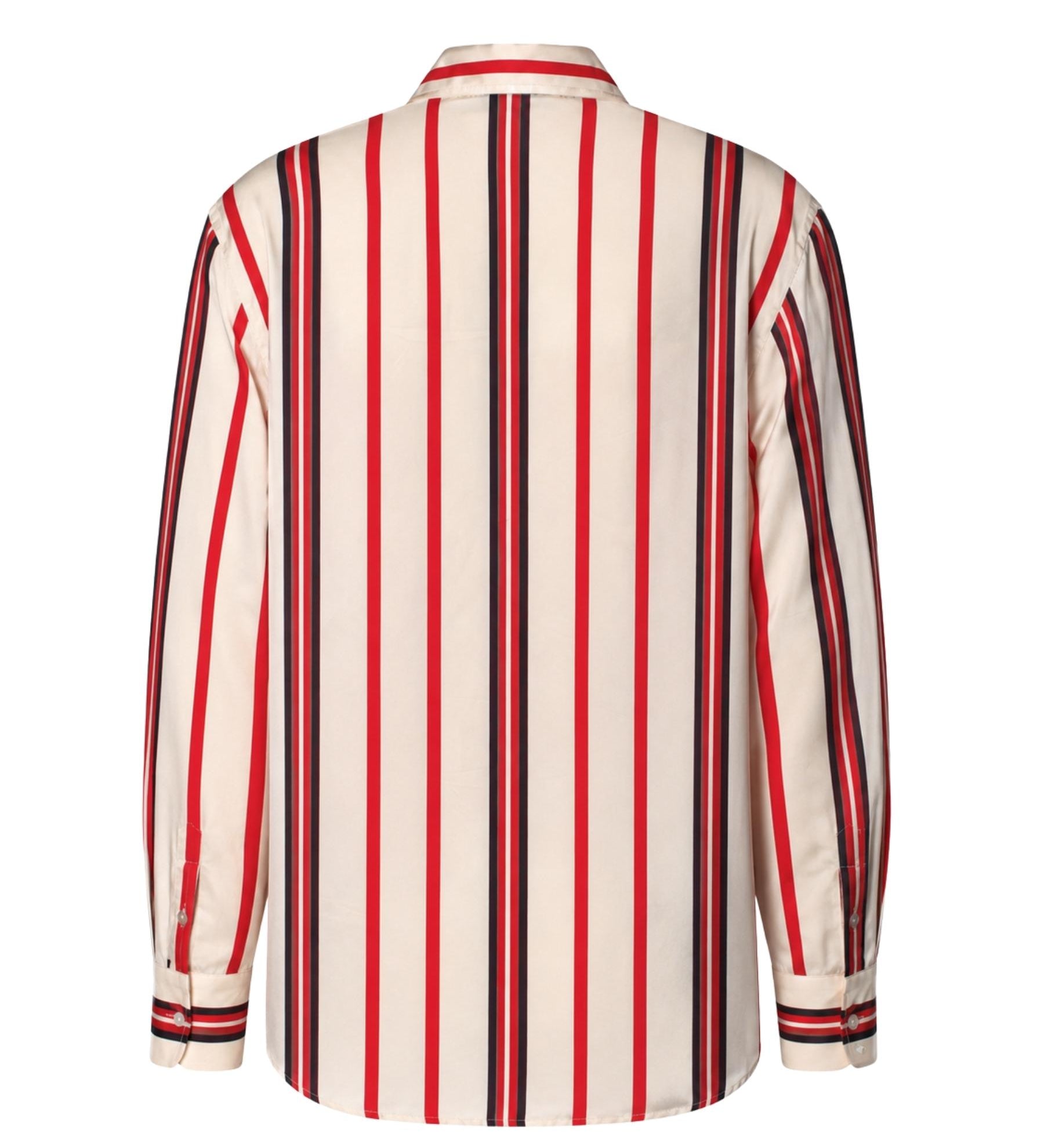 Maggie Marilyn "Believe In You" Striped Silk Ruffle Shirt