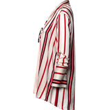Maggie Marilyn "Believe In You" Striped Silk Ruffle Shirt