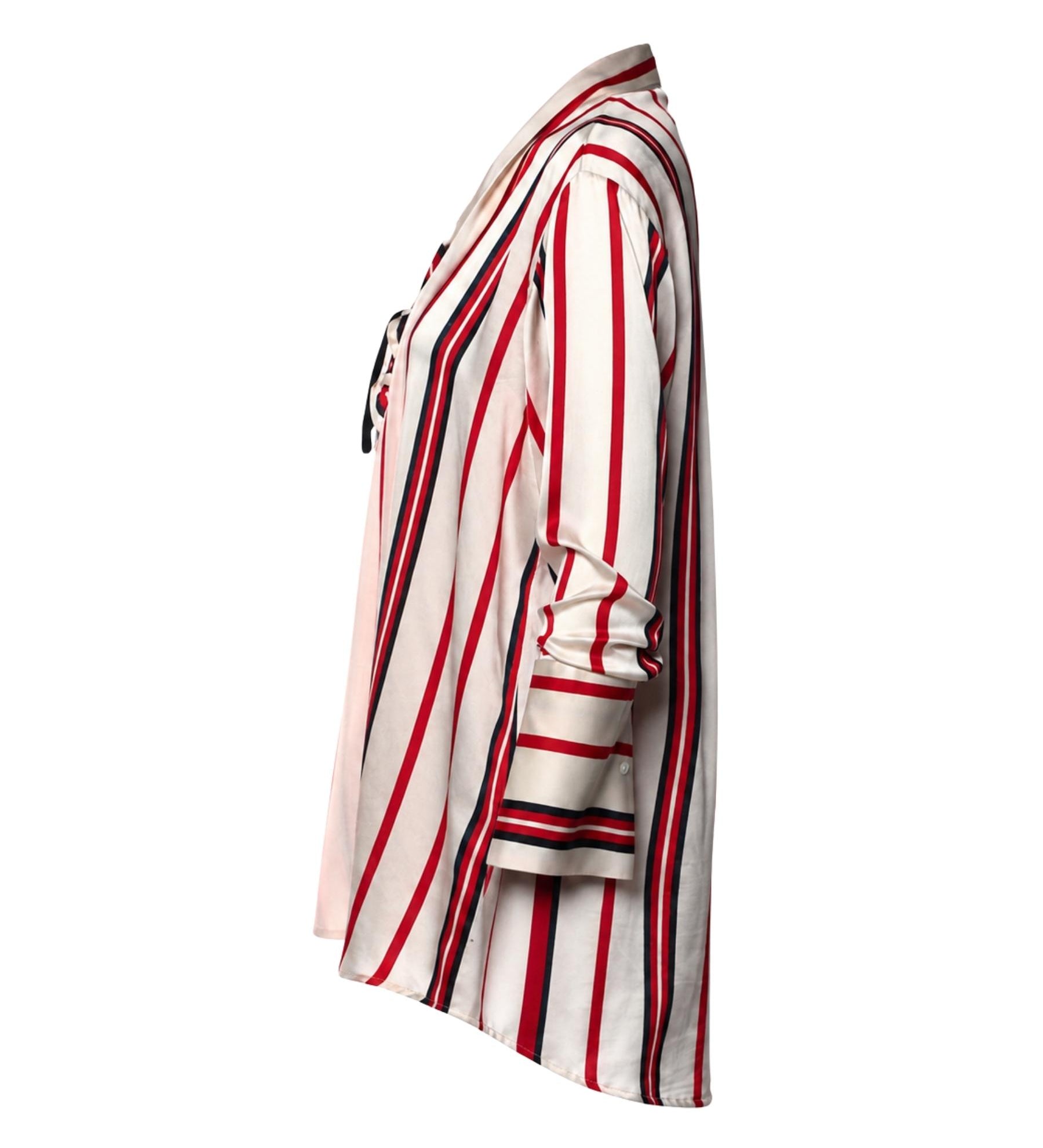 Maggie Marilyn "Believe In You" Striped Silk Ruffle Shirt