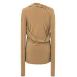 Paris Georgia Asymmetric Draped Long Sleeve Top – Stone XL