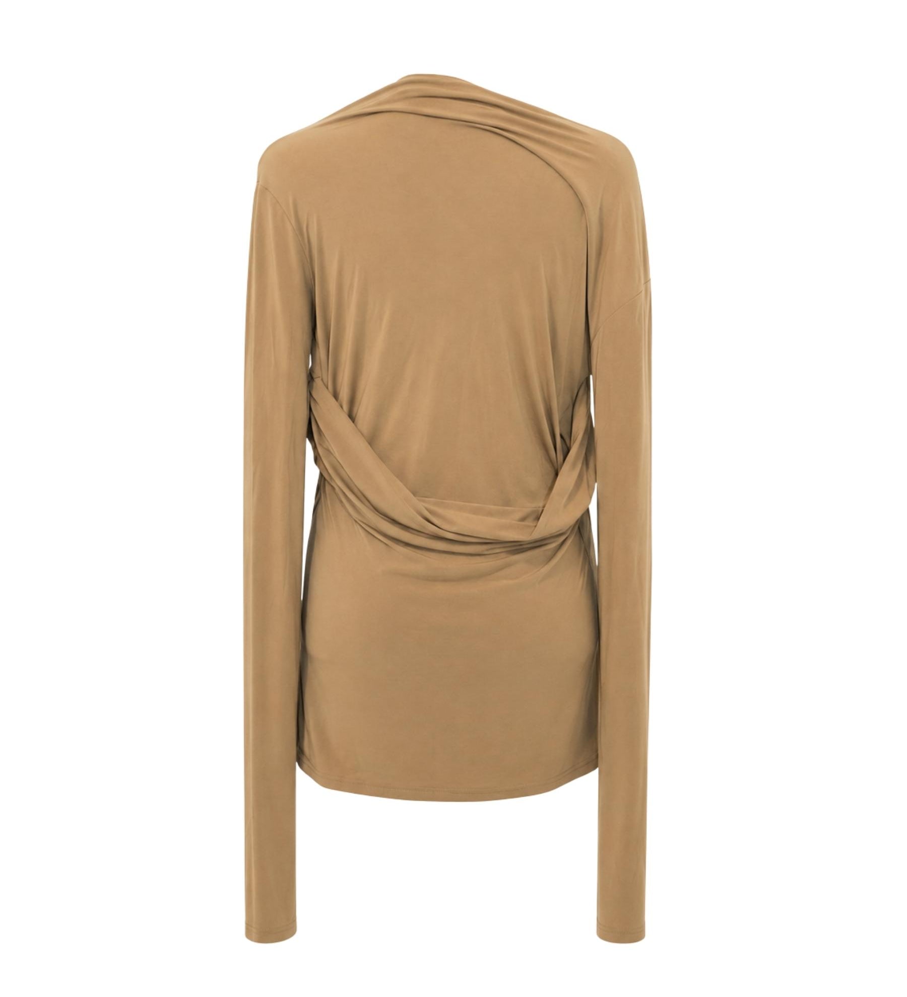 Paris Georgia Asymmetric Draped Long Sleeve Top – Stone XL