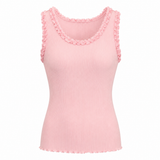 RUBY Ribbed Ruffle Trim Tank