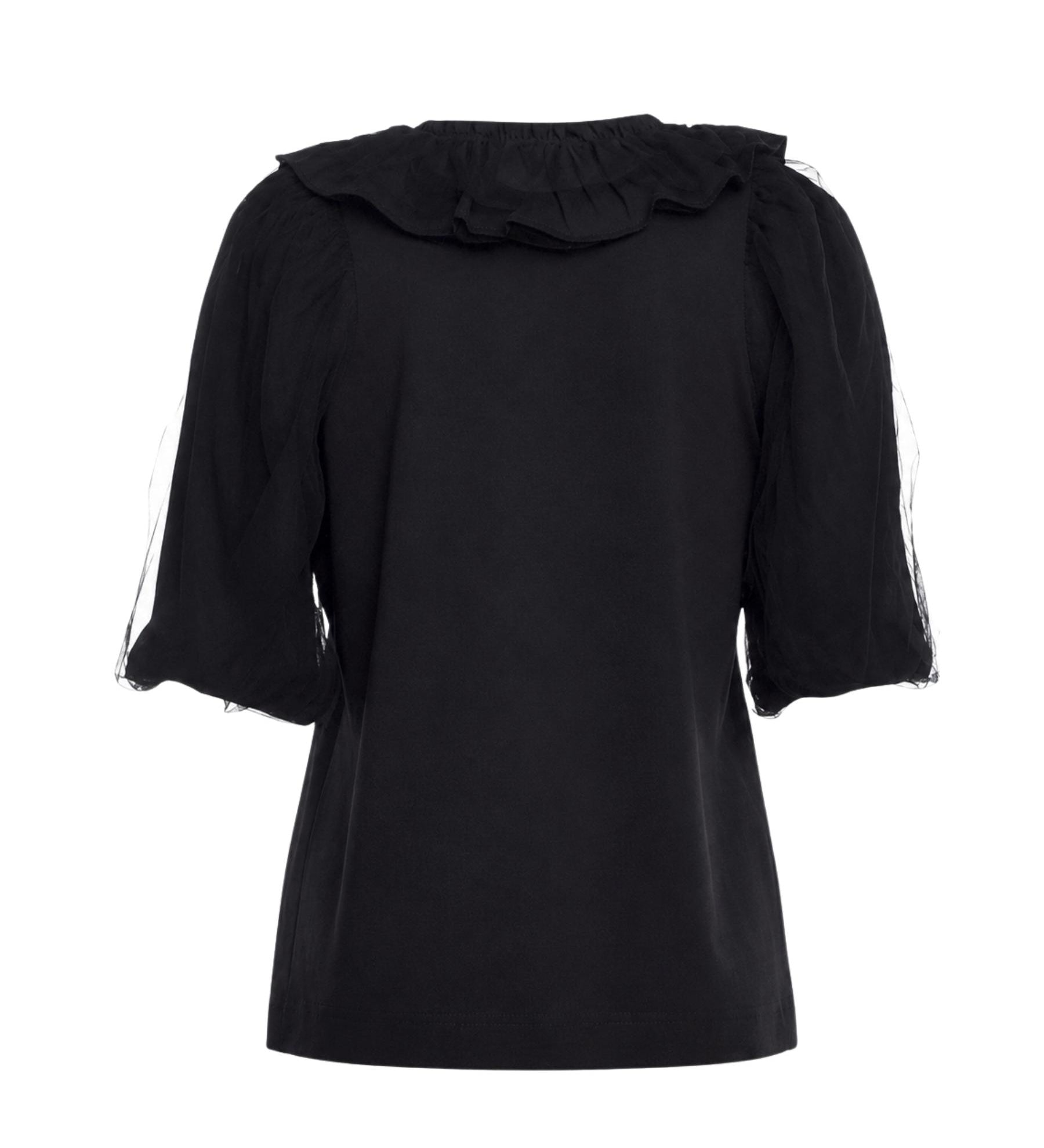 Simone Rocha Ruffle-Trim Sheer Sleeve Top