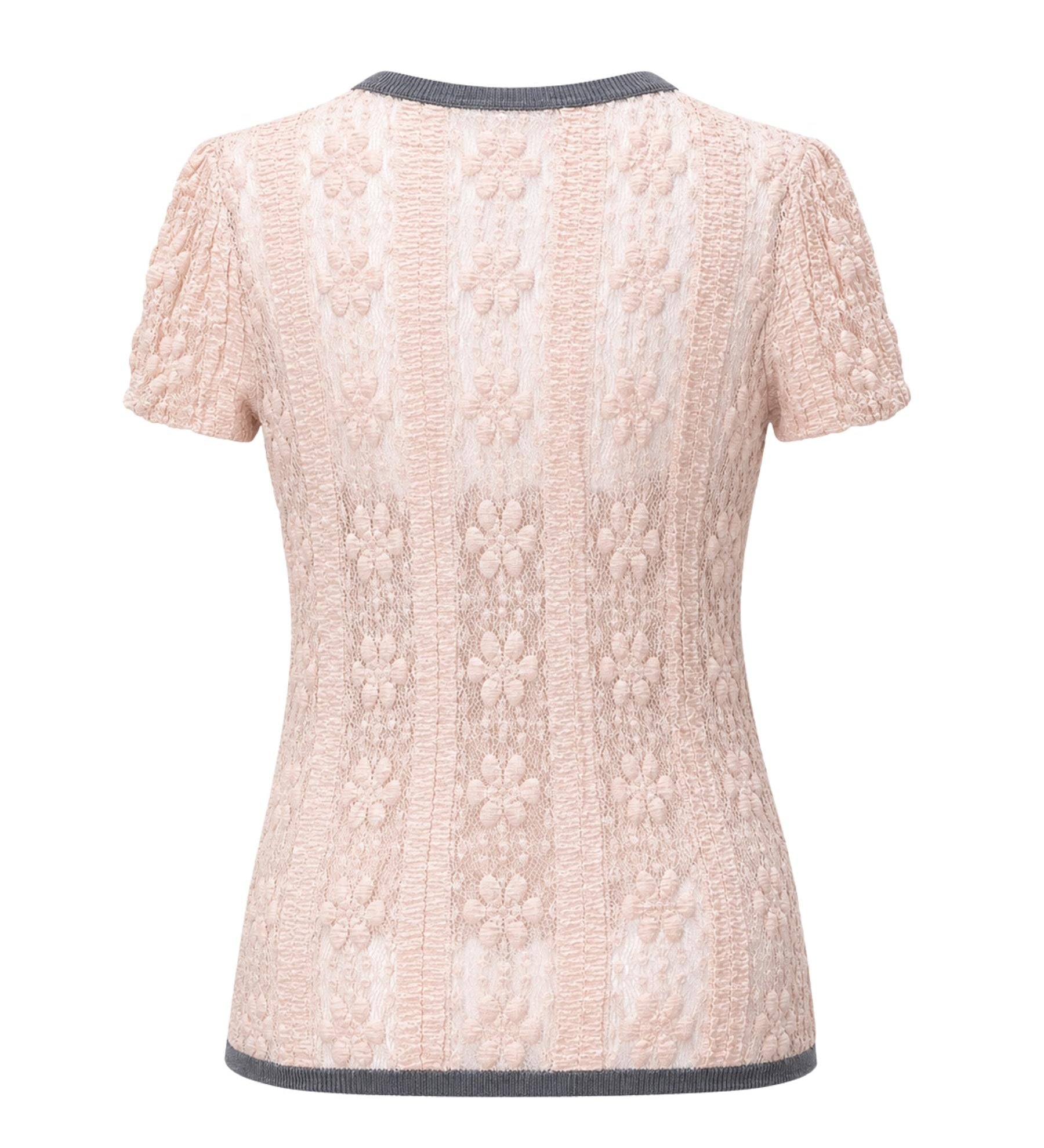 RED Valentino Floral Guipure Lace Short-Sleeve Top