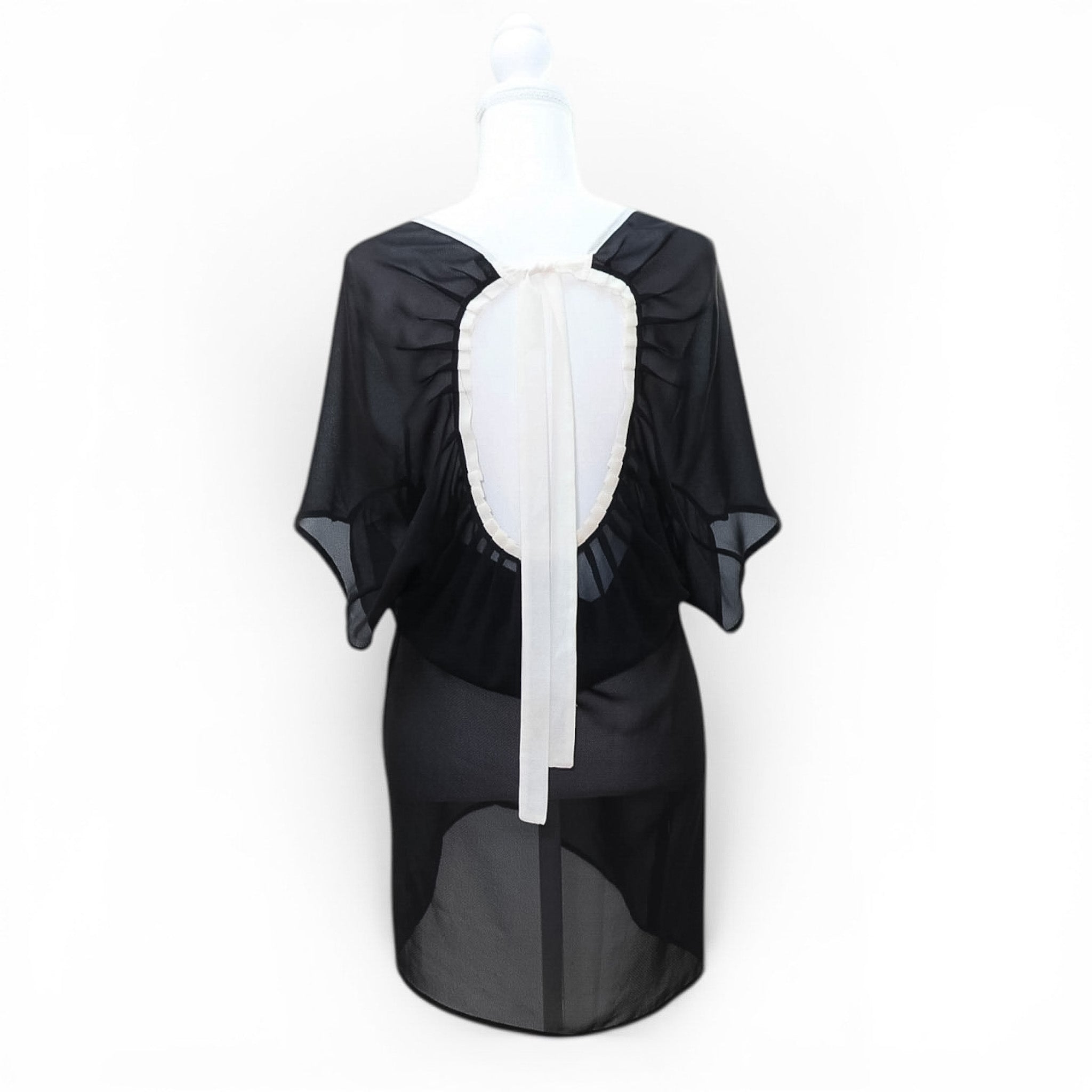 WORLD Brand Sheer Black Avant-Garde Open Back Dress