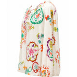 Zara Floral Embroidered Cotton Boho Blouse