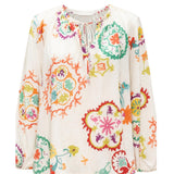 Zara Floral Embroidered Cotton Boho Blouse