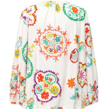 Zara Floral Embroidered Cotton Boho Blouse